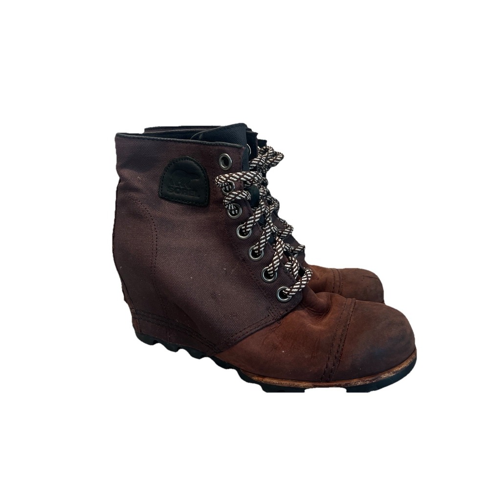 Sorel Lexie Wedge Boots Size‎ 9.5 Brown Hidden Wedge Weatherproof Rain Snow